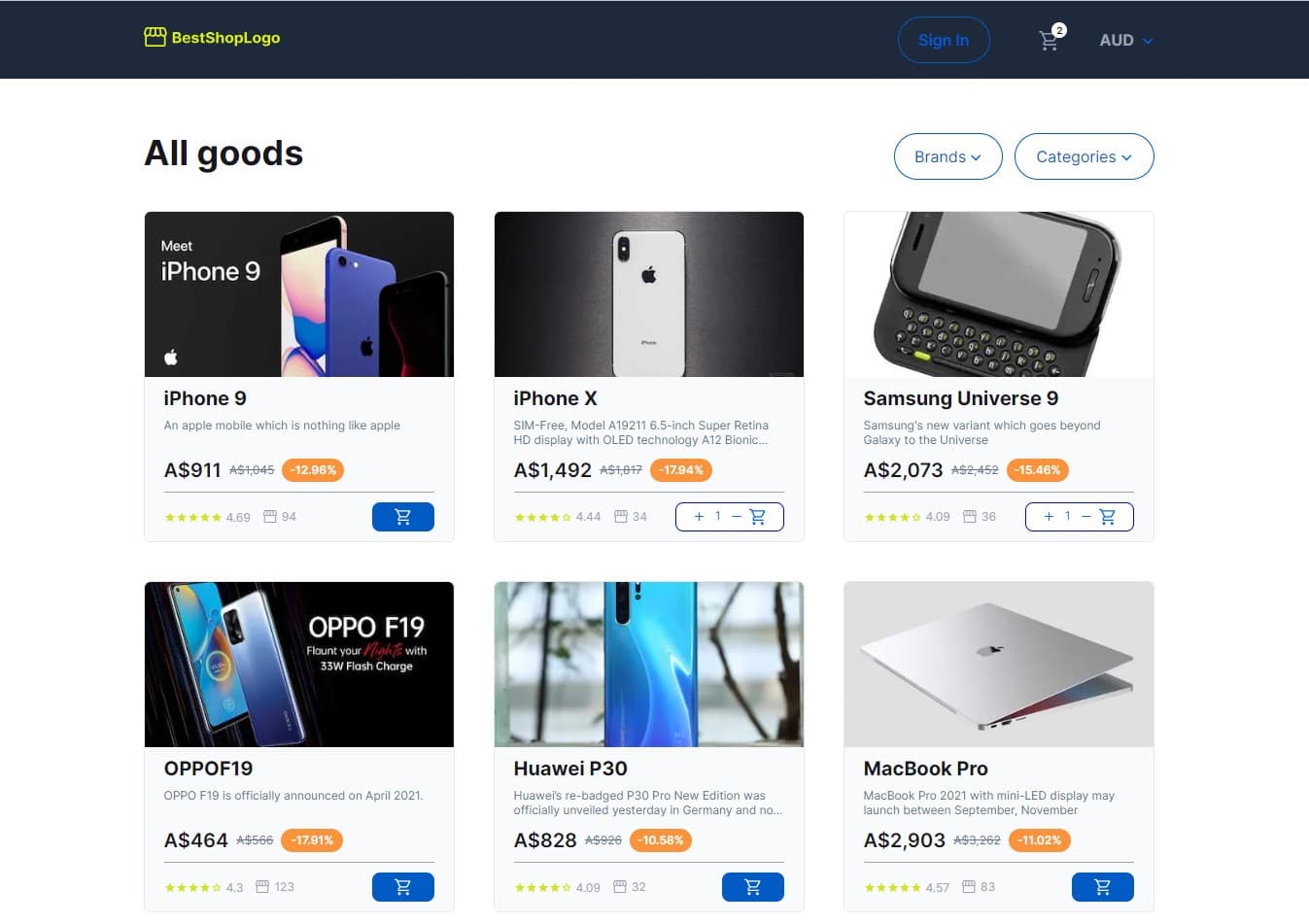 Online Shop Website screenshot 1